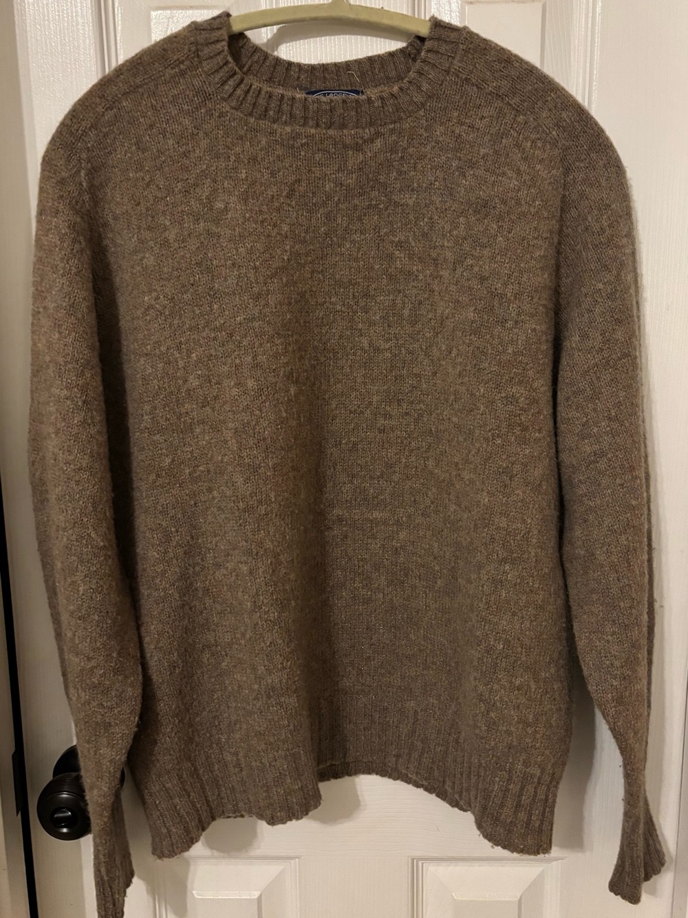 Men's Crewneck Wool Sweater in Taupe Brown